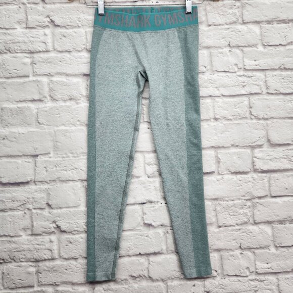 Gymshark Flex Low Rise Women Leggings Green Sage Color Workout Compression Small - Picture 1 of 10